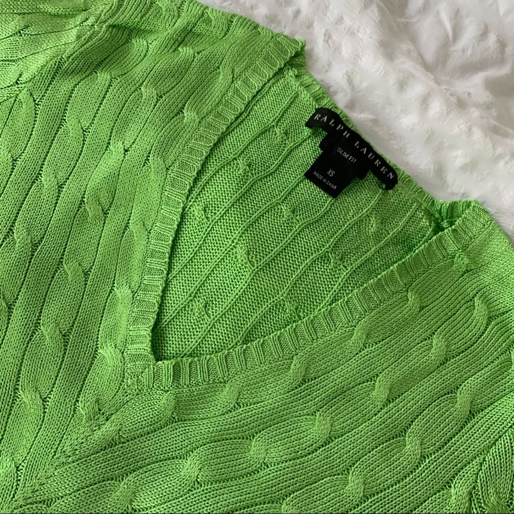 Ralph Lauren 100% Silk Sweater Lime Green - Picture 2 of 9